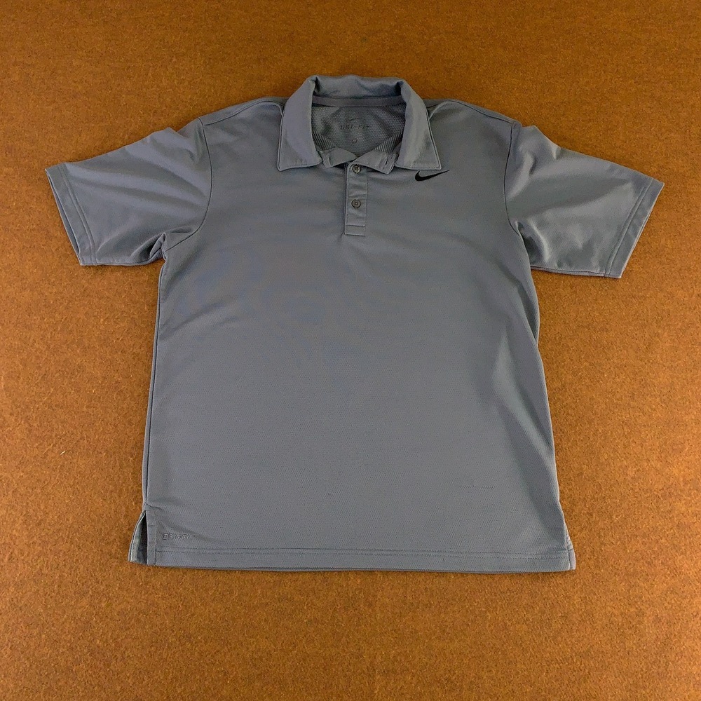 Nike Dri Fit Mens Size Medium Gray Short Sleeve Performance Polo Shirt *Flaw